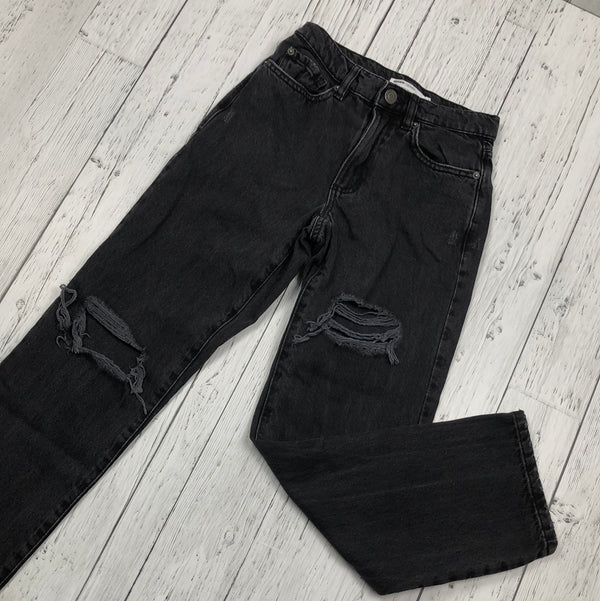 Garage Black Distressed Straight Leg Jeans - Hers XS/00