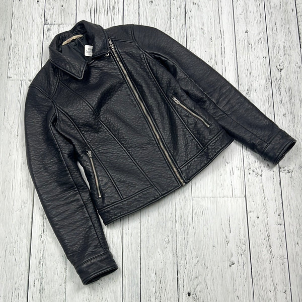 Hollister black leather jacket - Hers S