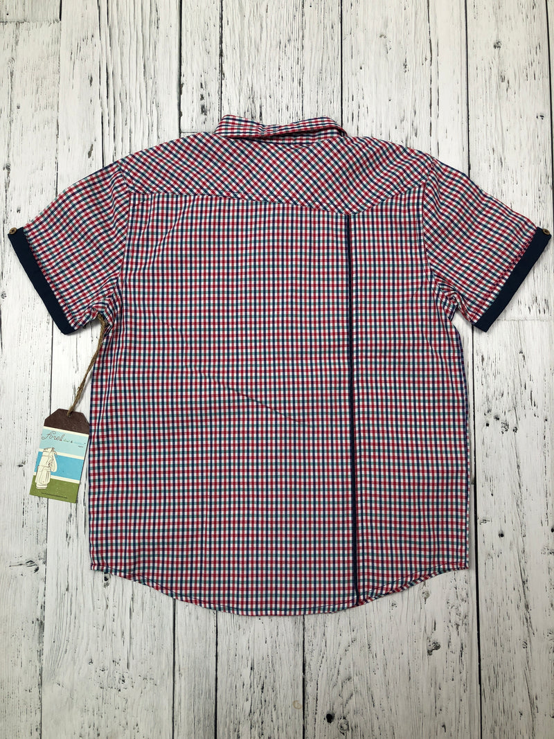 Fore!! red green blue plaid button up shirt - Boys 10