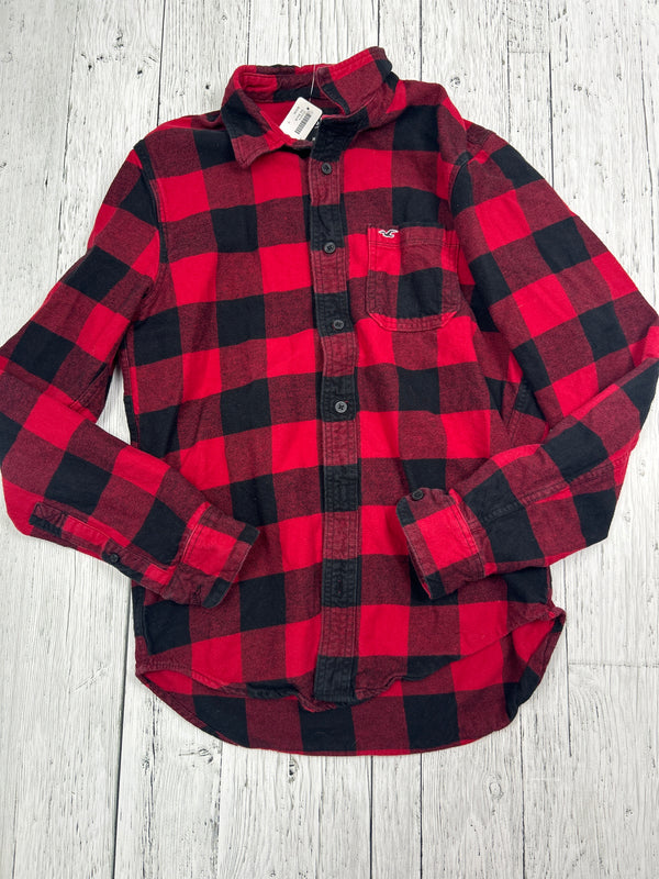 Hollister red/black plaid button up shirt - His M