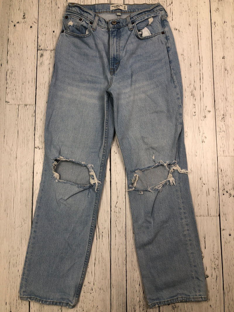 Abercrombie&Fitch straight ultra high rise distressed blue jeans - Hers S/28