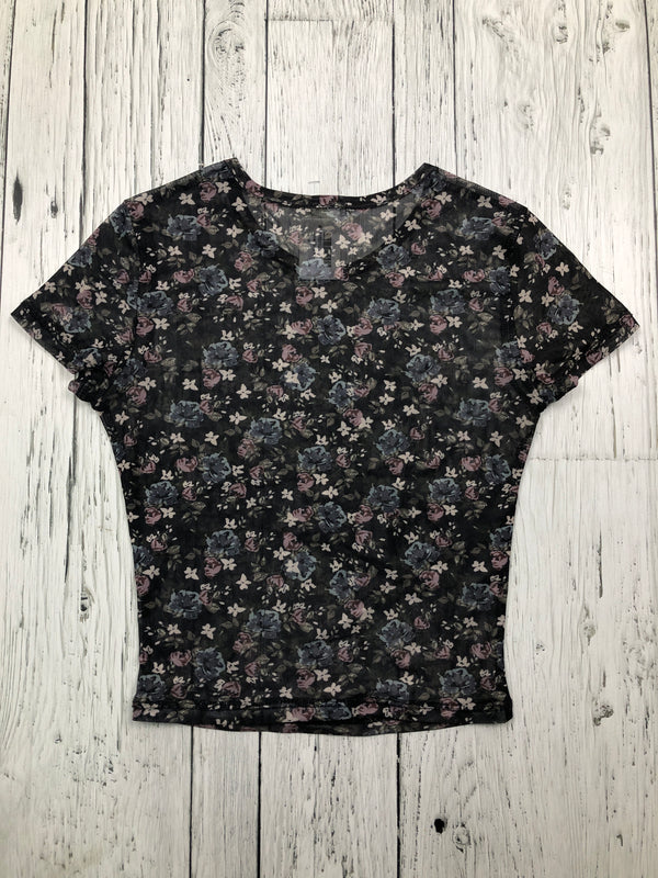 Garage black floral mesh shirt - Hers XS