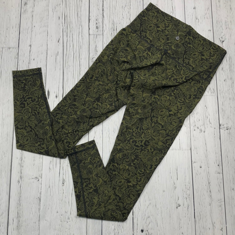 lululemon green black patterned leggings - Hers M/8