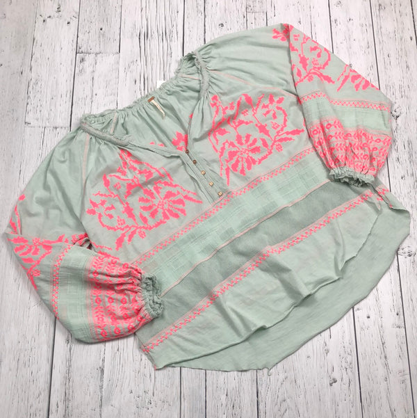 Free People green pink patterned shirt - Hers XS