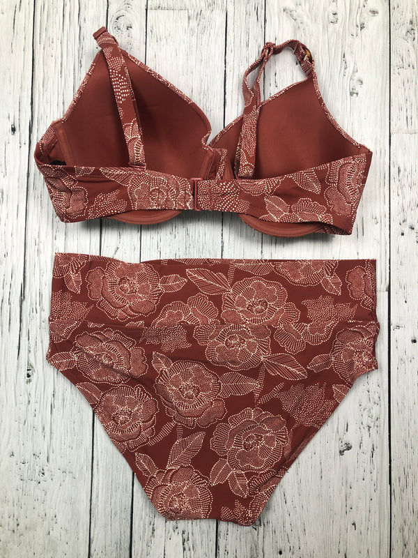 Turquoise patterned red white bikini - Hers M/DD