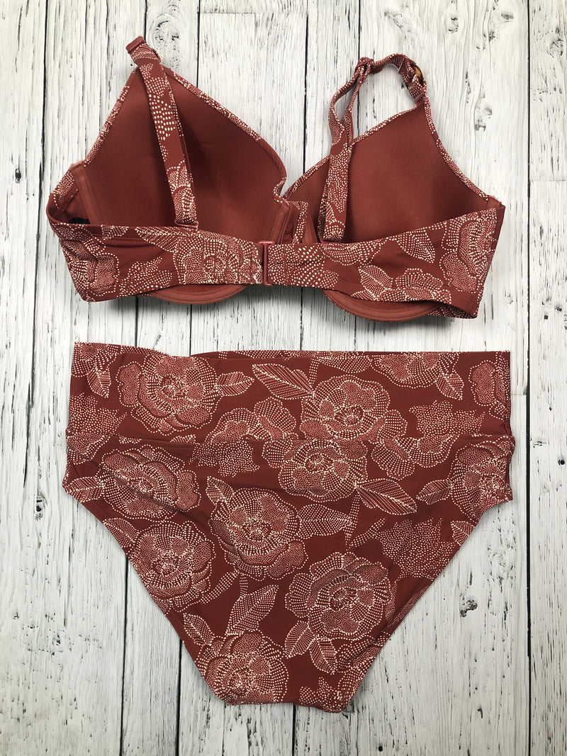 Turquoise patterned red white bikini - Hers M/DD