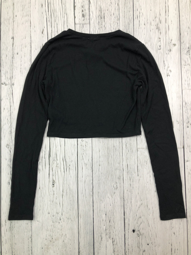 Garage black cropped long sleeve shirt - Hers M