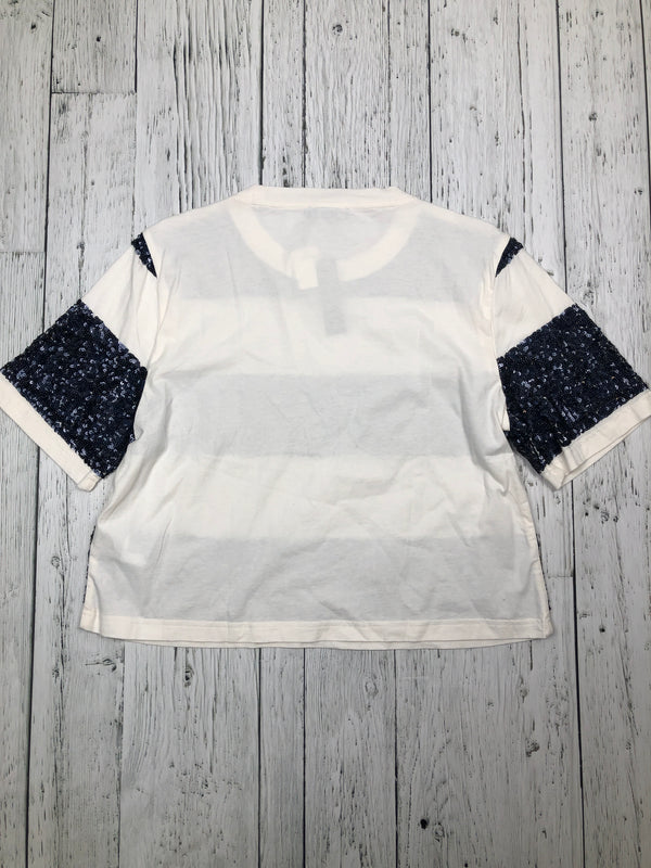 J.crew white navy sparkle shirt - Hers M