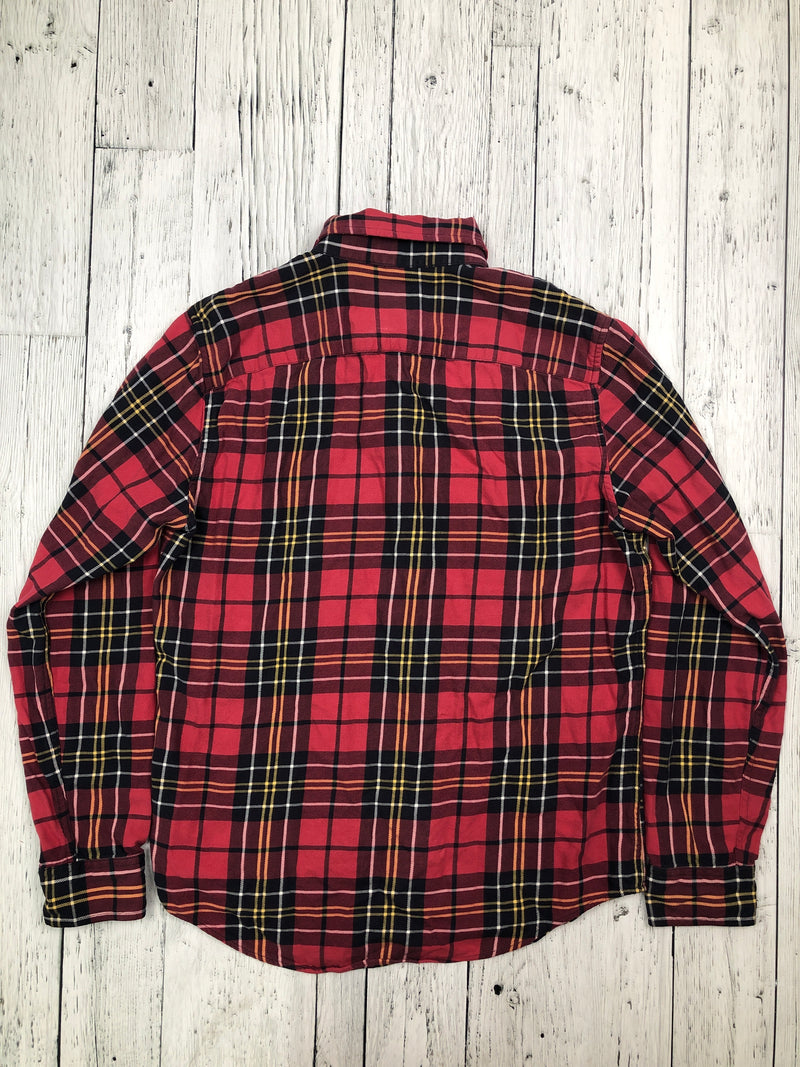 Abercrombie & Fitch Red/Navy Plaid Flannel Button Up Shirt - His M