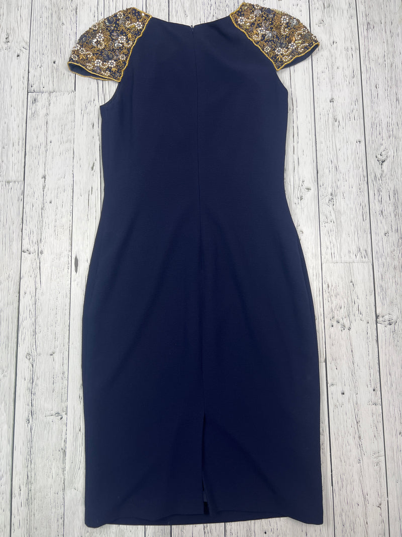Badgley Mischka navy blue gold dress - Hers M/8