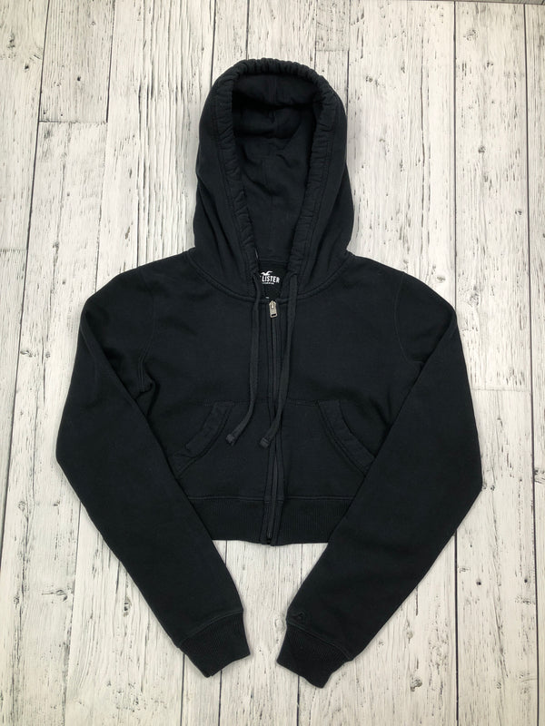 Hollister black cropped zip-up hoodie - Hers S