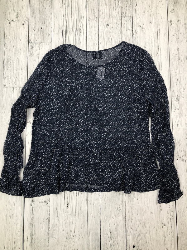 JUST navy white patterned sheer shirt - Hers L