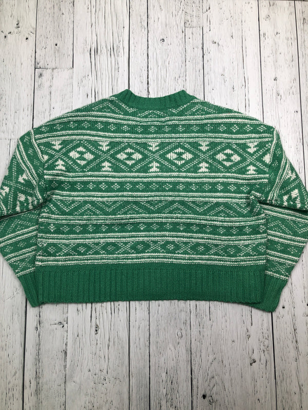 American Eagle green white patterned sweater - Hers M