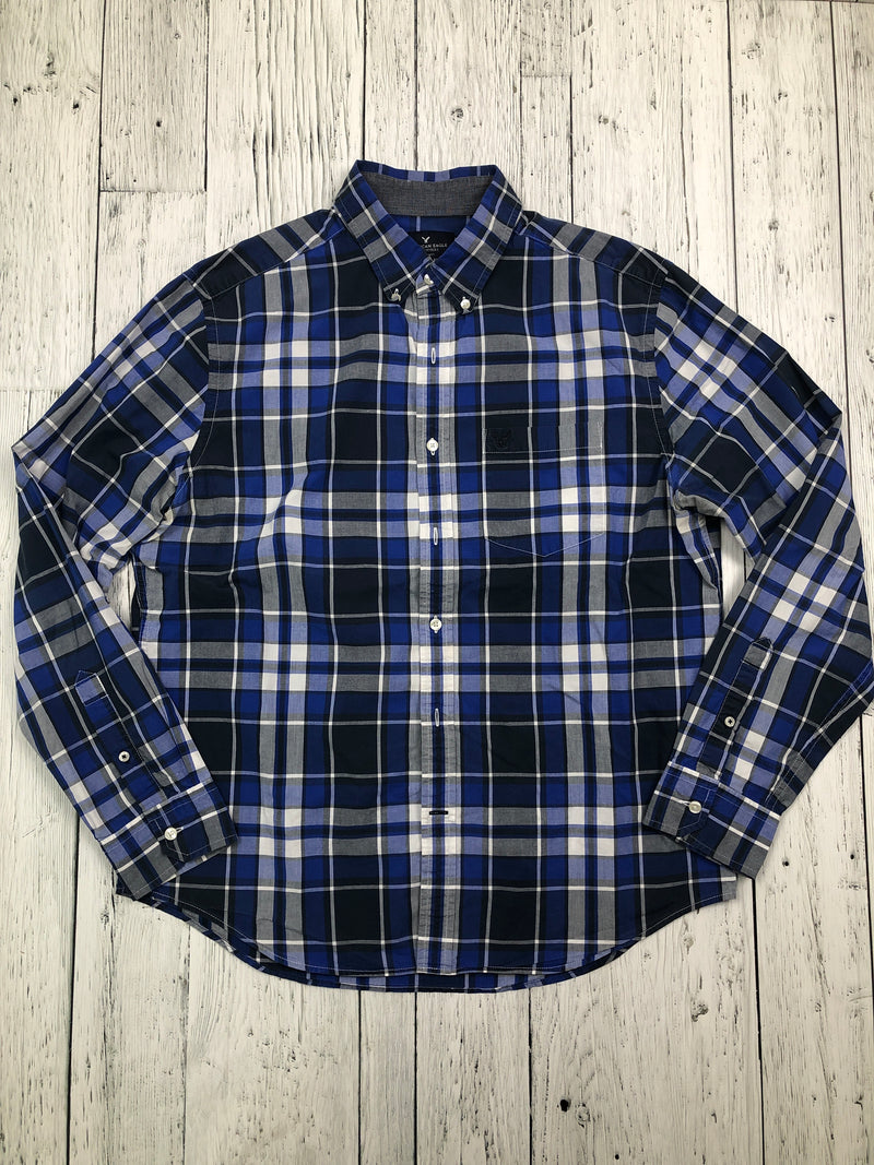 American Eagle blue plaid flannel - His L