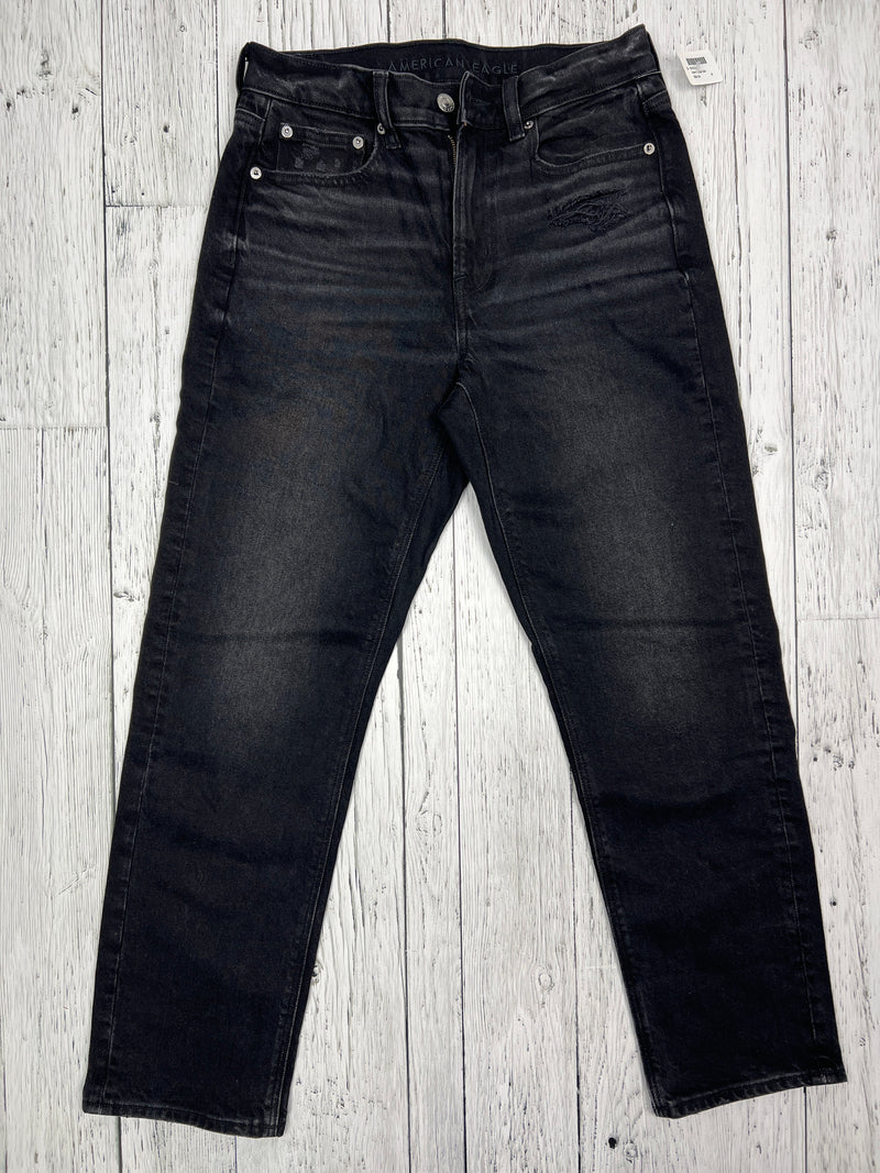 American Eagle Super hi-rise ankle straight black distressed jeans Hers S/4
