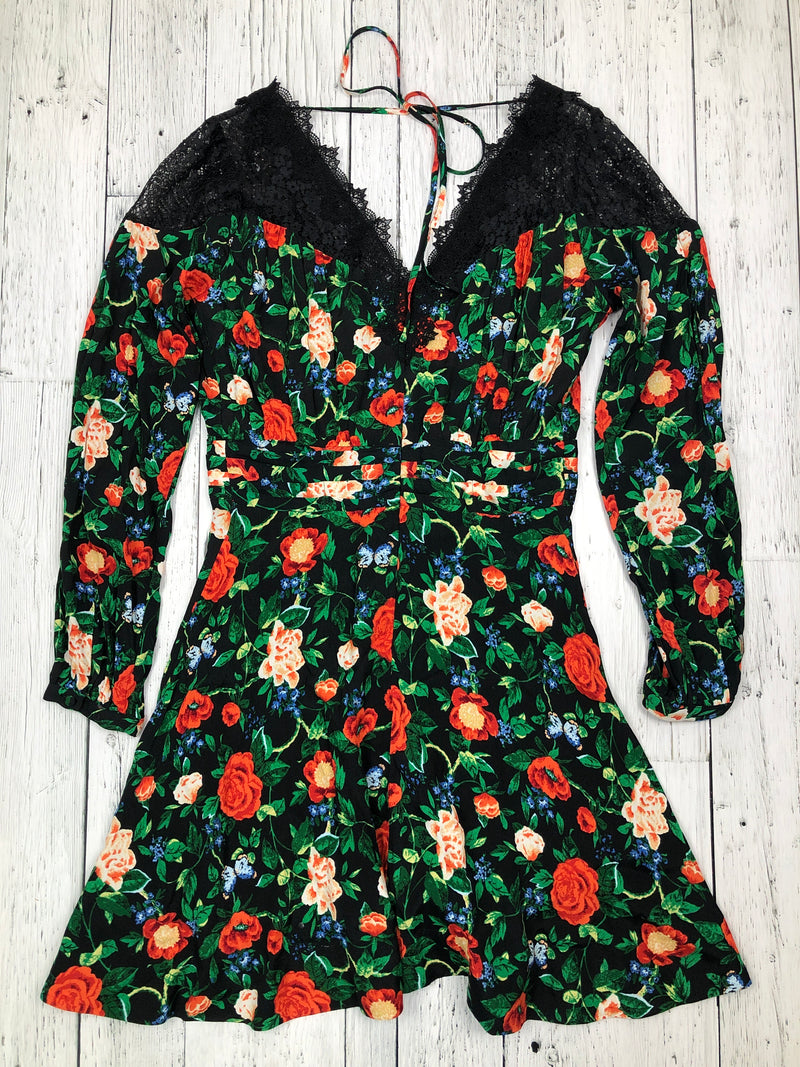 Anthropologie black green floral dress - Hers M/10