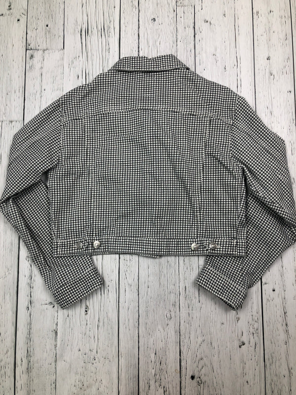 Zara black white plaid denim cropped jacket - Hers S