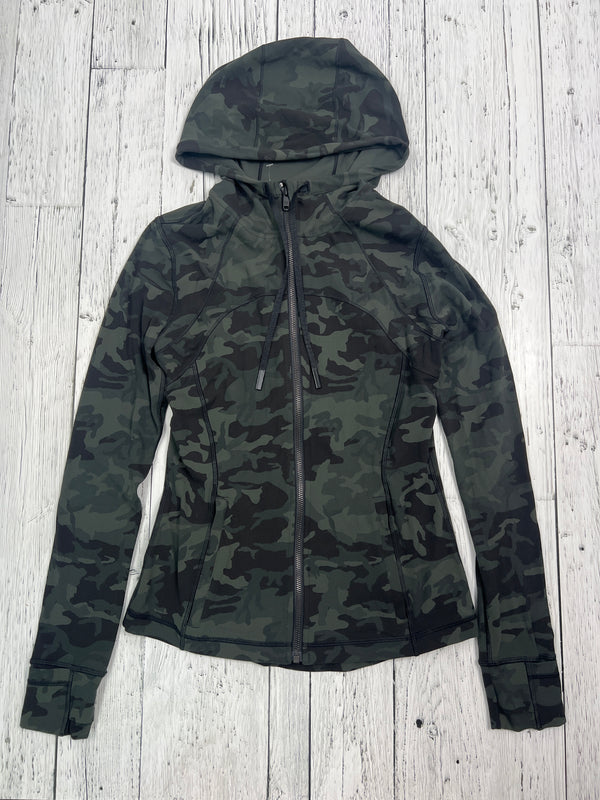 lululemon green camo patterned sweater - Hers M/8