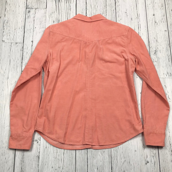 American Eagle Peach Corduroy Button Up Shirt - Hers M