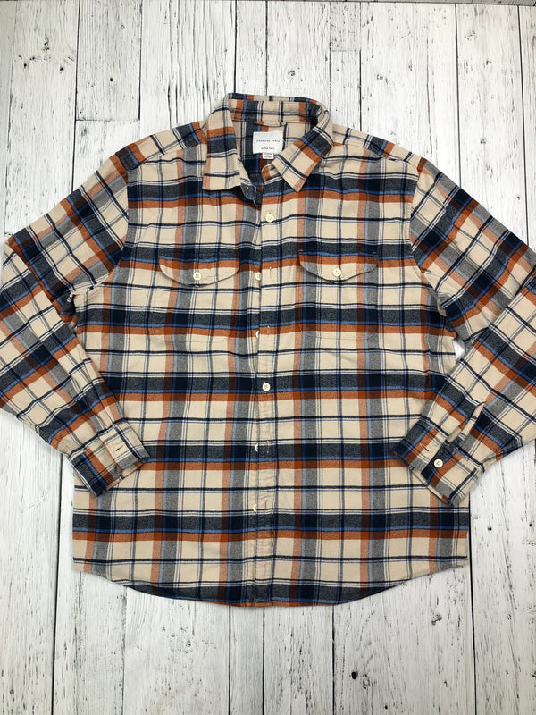 American Eagle brown blue plaid flannel - His XL