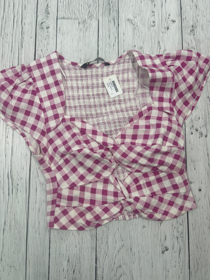 Zara pink/white pattern crop shirt - Hers S