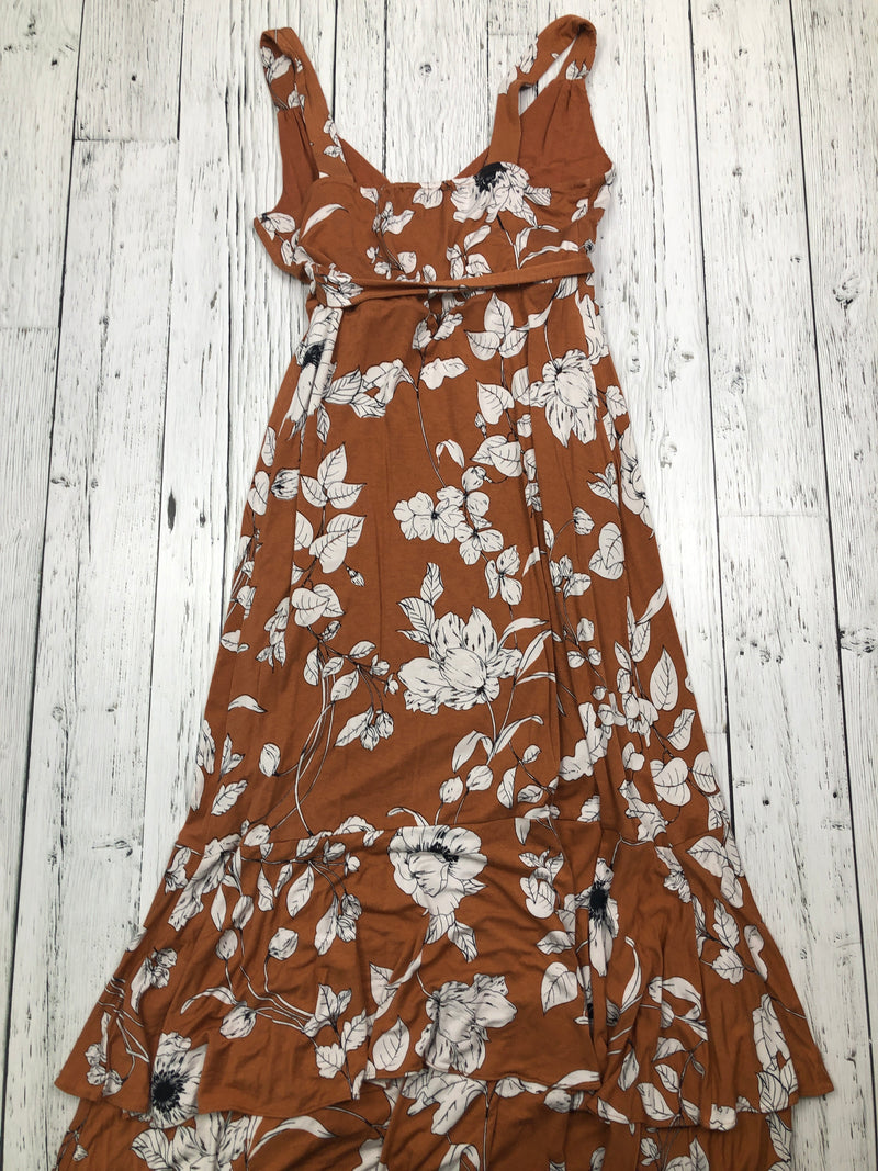 Anthropologie brown white floral dress - Hers XS