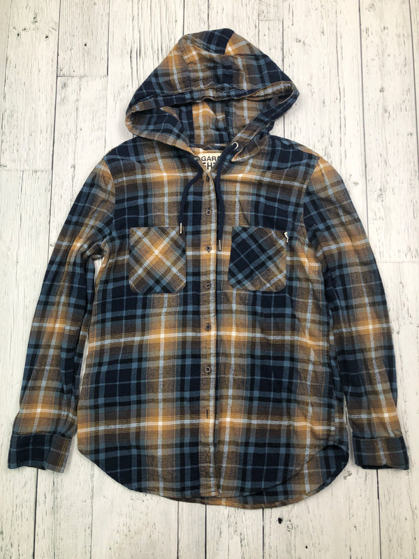 Garage navy brown plaid flannel - Hers M