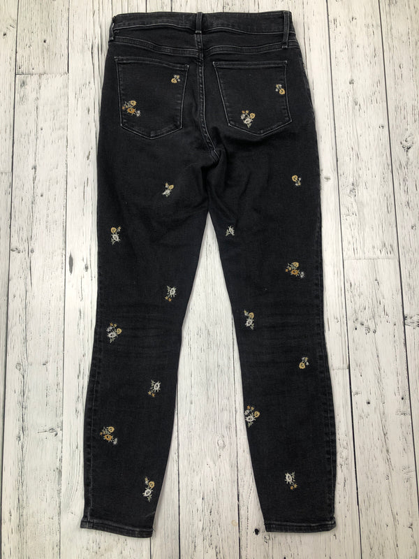 Abercrombie&Fitch high rise super skinny ankle black floral jeans - Hers S/27