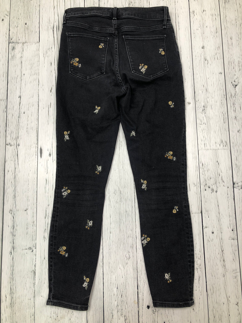 Abercrombie&Fitch high rise super skinny ankle black floral jeans - Hers S/27