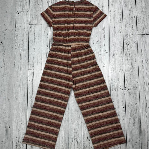 Zara Pink Knit Ribbed Striped Jumpsuit - Girls 10