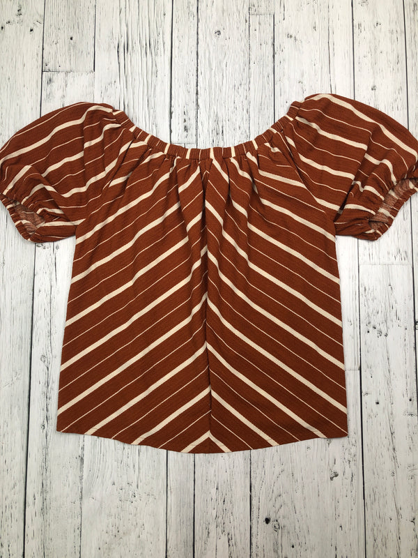 Anthropologie orange white striped shirt - Hers L