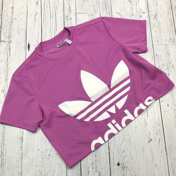 Adidas purple graphic cropped t-shirt - Hers S