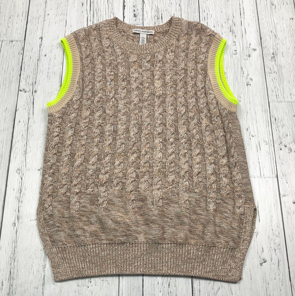 Cotton brown yellow knitted sweater vest - Hers M