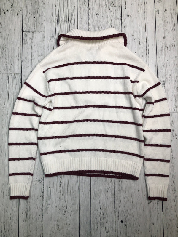 United Colors of Benetton. white burgundy striped sweater - Hers S