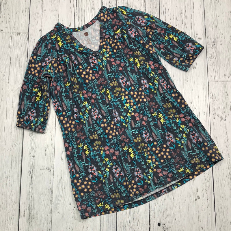 Tea grey blue floral shirt - Girls 7