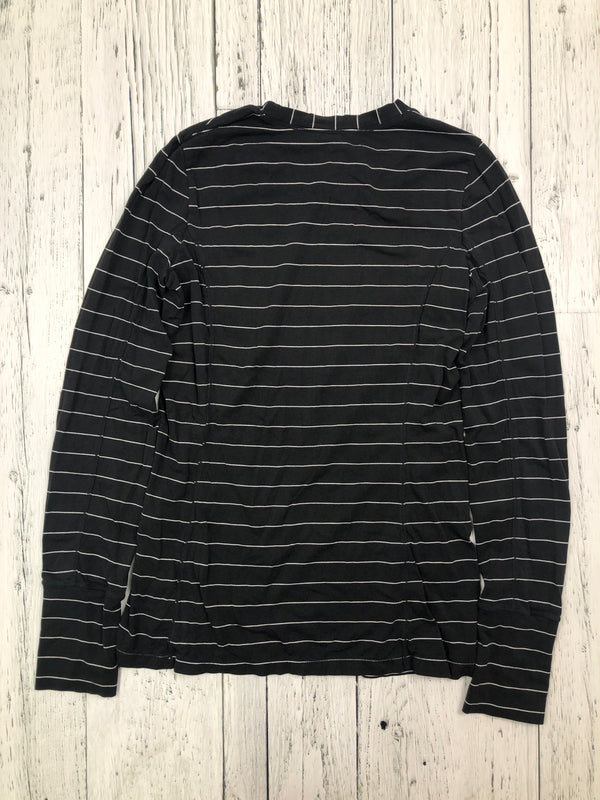 Athleta Black/White Striped Long Sleeve Shirt - Hers S