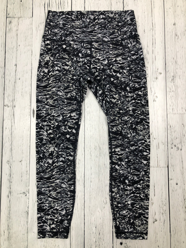 lululemon black white patterned leggings - Hers M/8