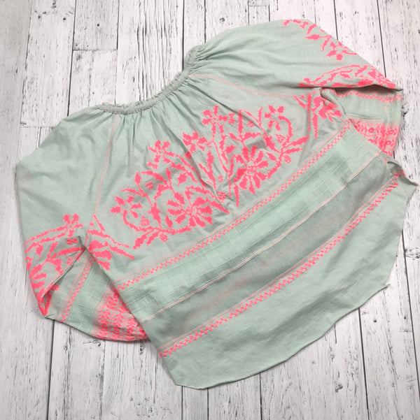 Free People green pink patterned shirt - Hers XS