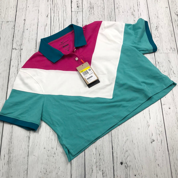 Nike polo blue pink white patterned cropped shirt - Hers S