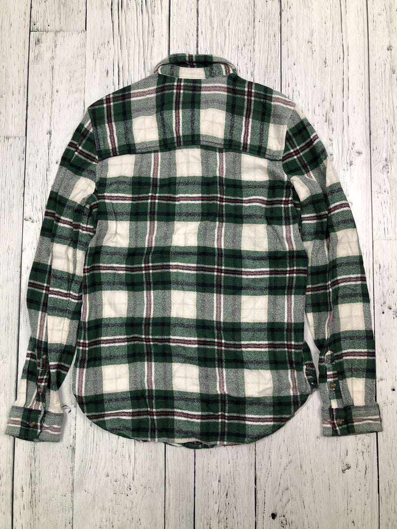 American Eagle green white plaid flannel - His S