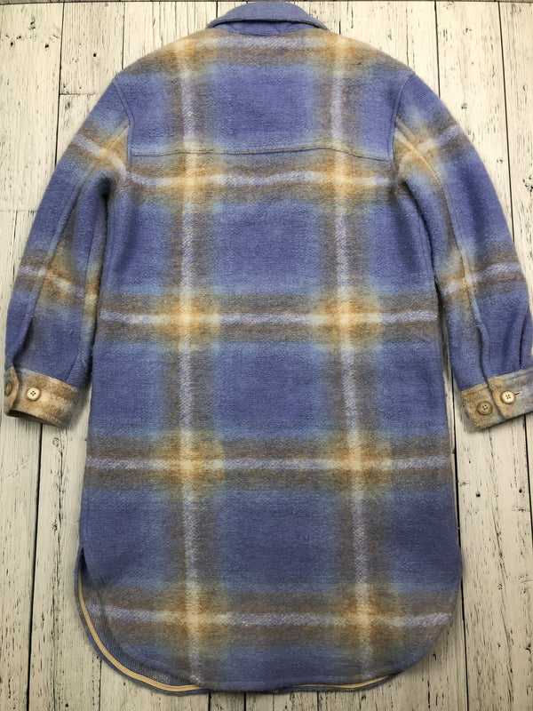 Wilfred Free Aritzia blue beige plaid shacket - Hers XS