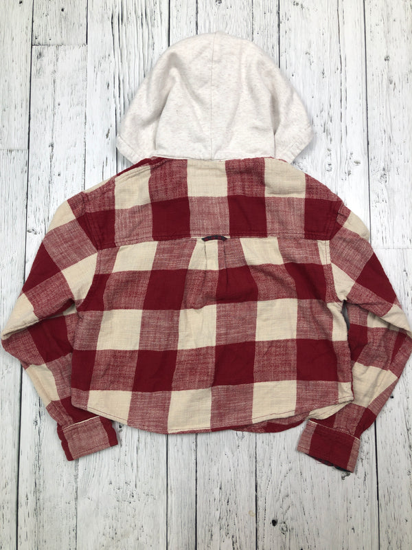 American Eagle red beige hooded flannel - Hers XS