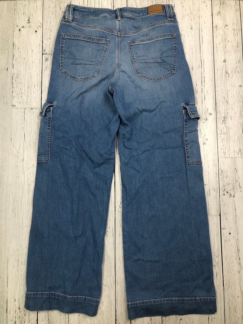 American Eagle super high rise baggy wide blue jeans - Hers M/8