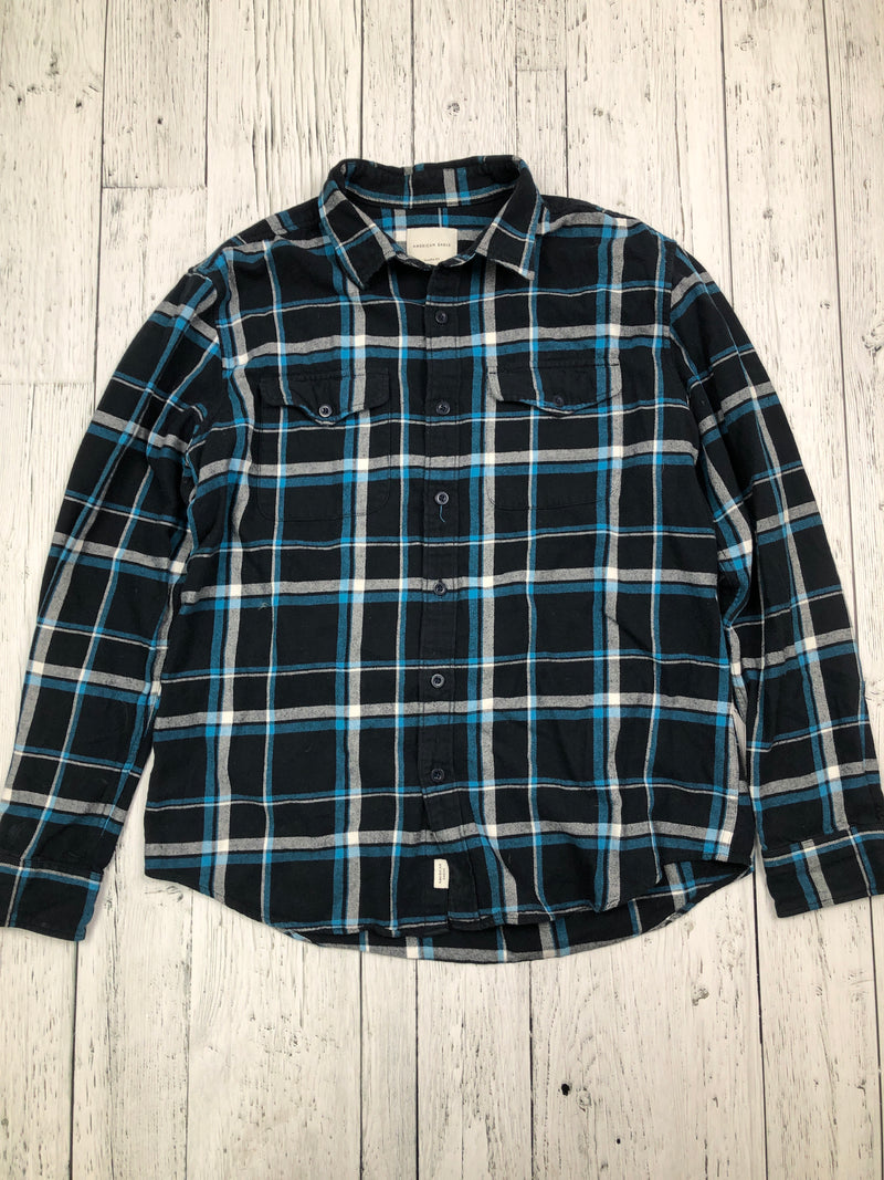 American Eagle black blue plaid flannel - His L