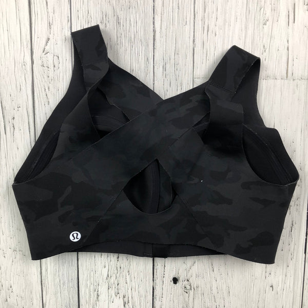 lululemon black camo patterned zip sports bra - Hers 32DD