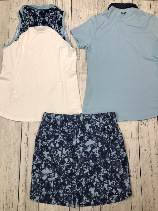 Under Armour blue patterned shirts/skirt 3 piece set - Hers S/4