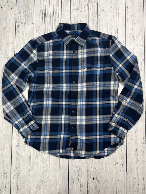 American Eagle blue white plaid flannel - His M