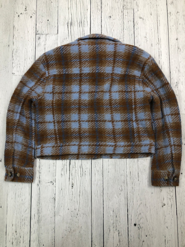 Wilfred Free Aritzia brown blue plaid sweater - Hers S