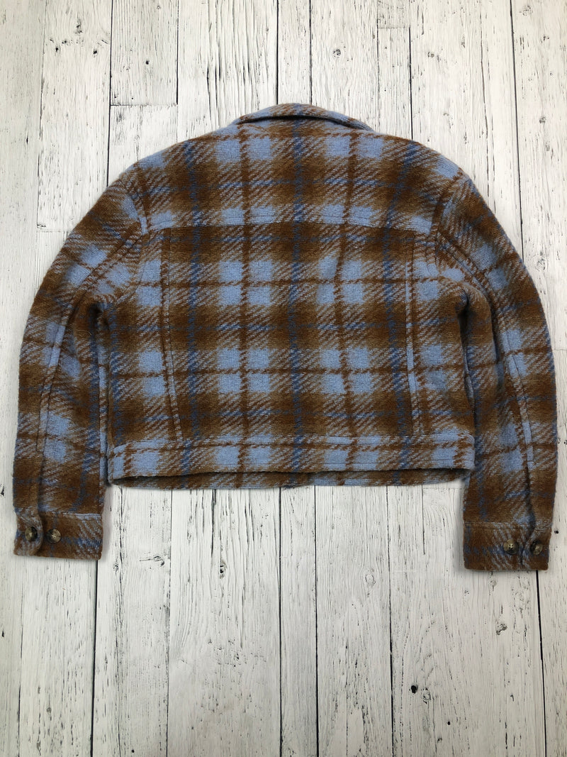 Wilfred Free Aritzia brown blue plaid sweater - Hers S