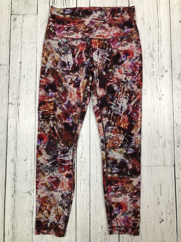 lululemon red patterned leggings - Hers M/8